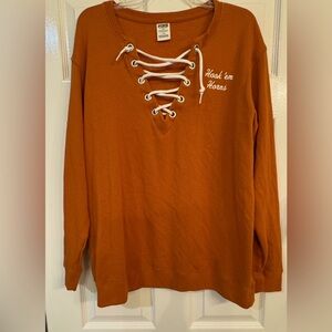PINK Longhorns Lace-Up Sweatshirt